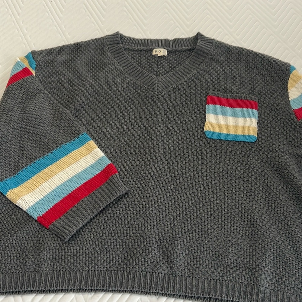 POL oversized V neck sweater.   Wears more like a 2X.   New without tags